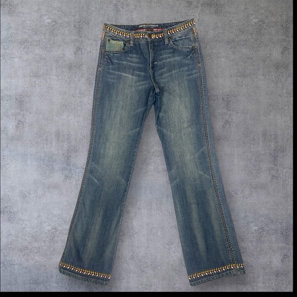 Double D Ranch Denim - Double D Ranch Cheryl McMullen Embroidered Denim Jeans Womens 8 Western Boho
